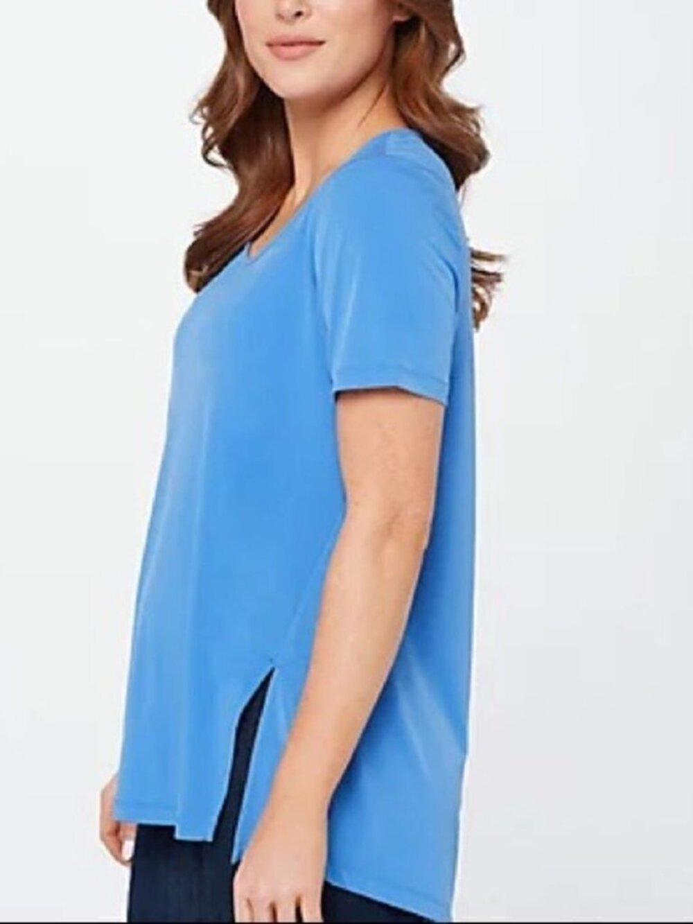 Susan Graver Every DaySide Slits Liquid Knit Top